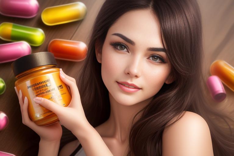 Image of beauty supplements - vitamins and minerals for promoting skin health.