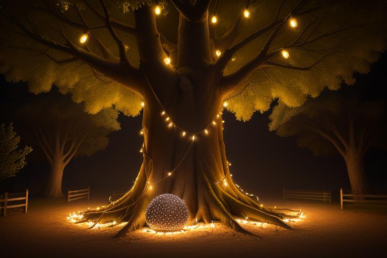 LED Net Lights covering a large tree