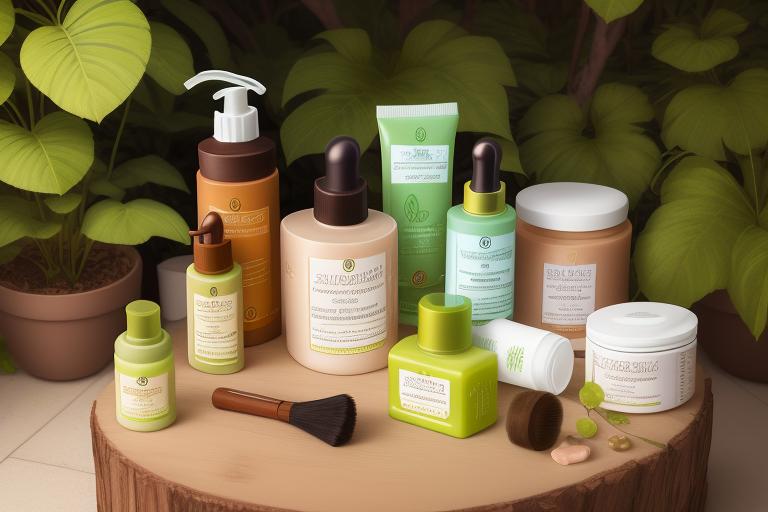 Natural skincare products surrounded by plants indicating eco-friendly skincare trend.