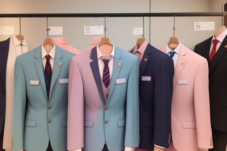 Pastel coloured suits on display