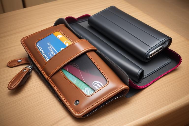 Slide-out wallet case with hidden compartment revealed.