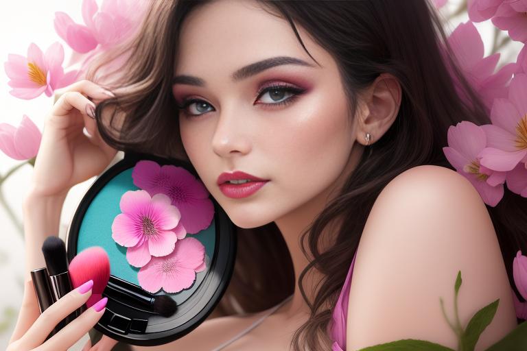 Spring-themed beauty products including floral makeup palettes