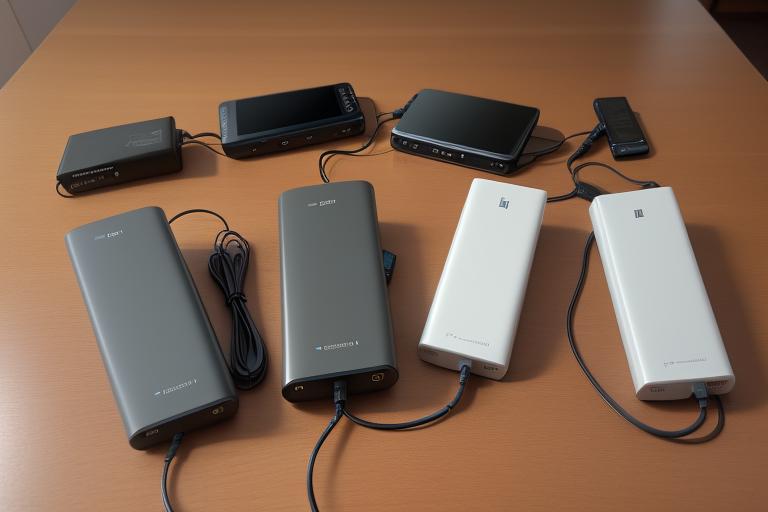 Various power banks showing different number of outputs.