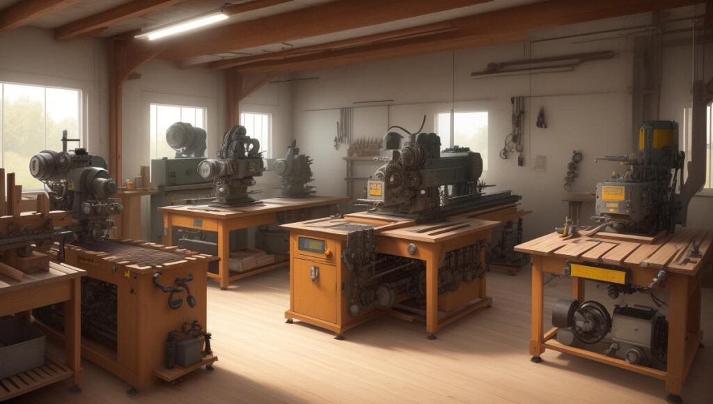 Woodworking_machinery_lined_up_in_a_wor