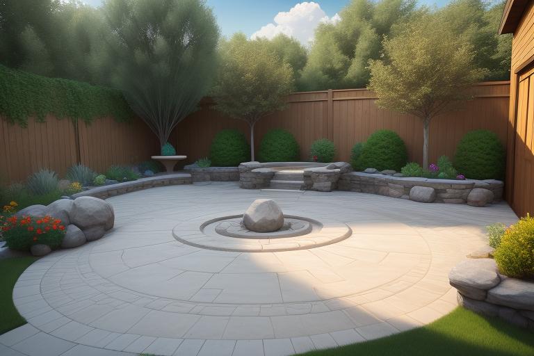  geometric stone design in a backyard.